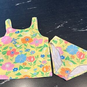The Beaufort Bonnet Company Girls Floral Yellow Two-Piece Swimsuit